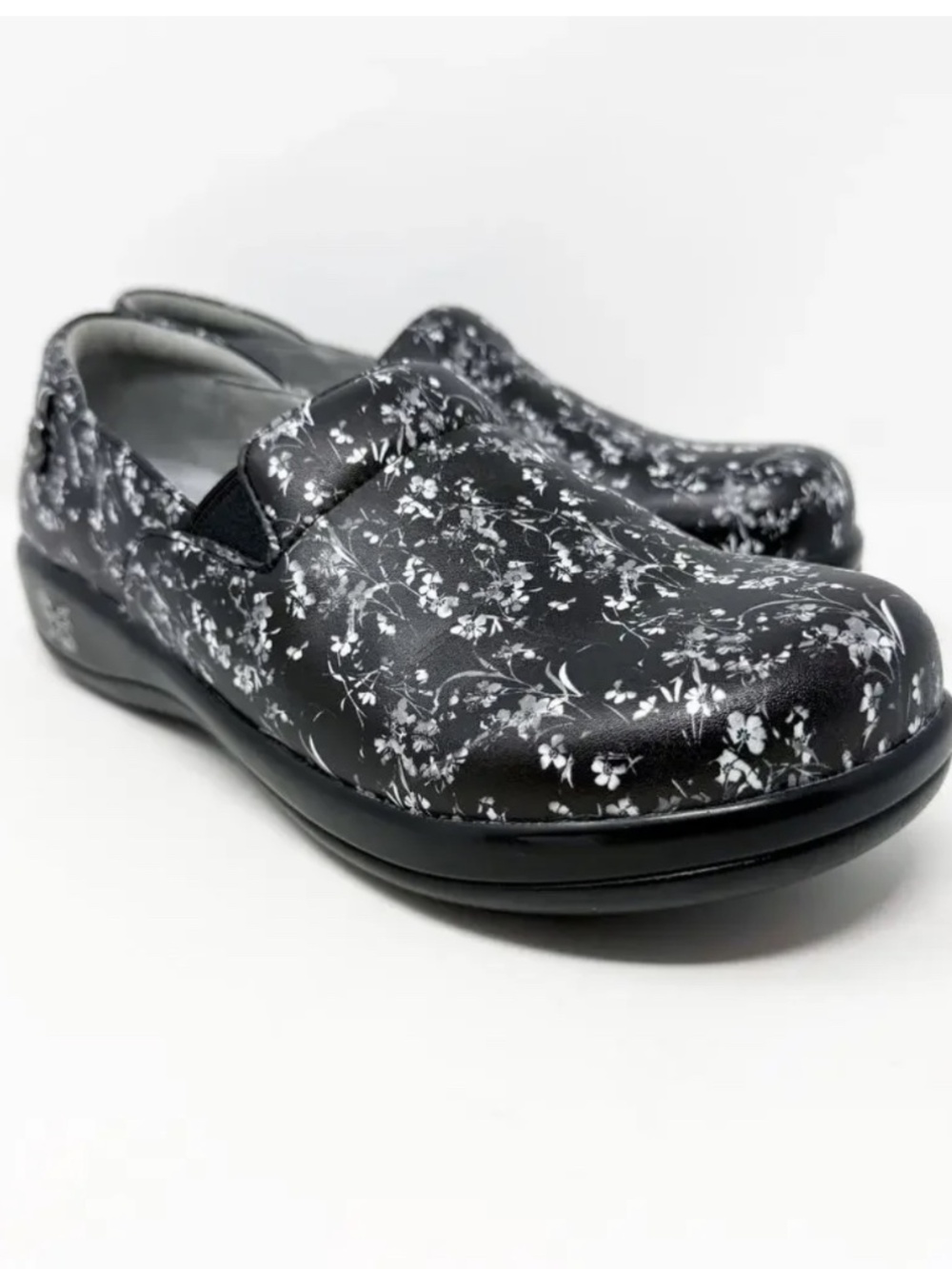 Alegria Black & White Floral Print Loafers - Size 40